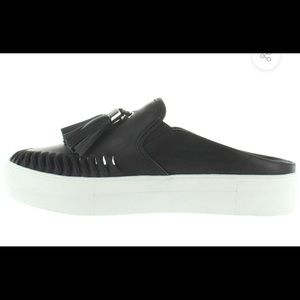 JSlides Andie - Black Leather Tassel Platform Sneaker Mule - only worn once